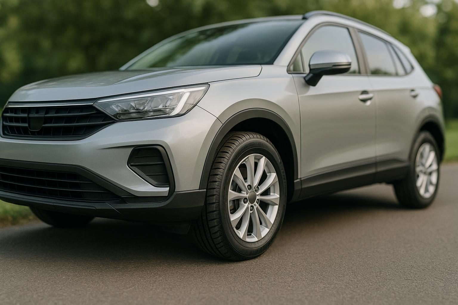 Kompakt-SUV mit Reifen der Größe 215/65 R16 auf der Straße (KI-generiert, OpenAI)
