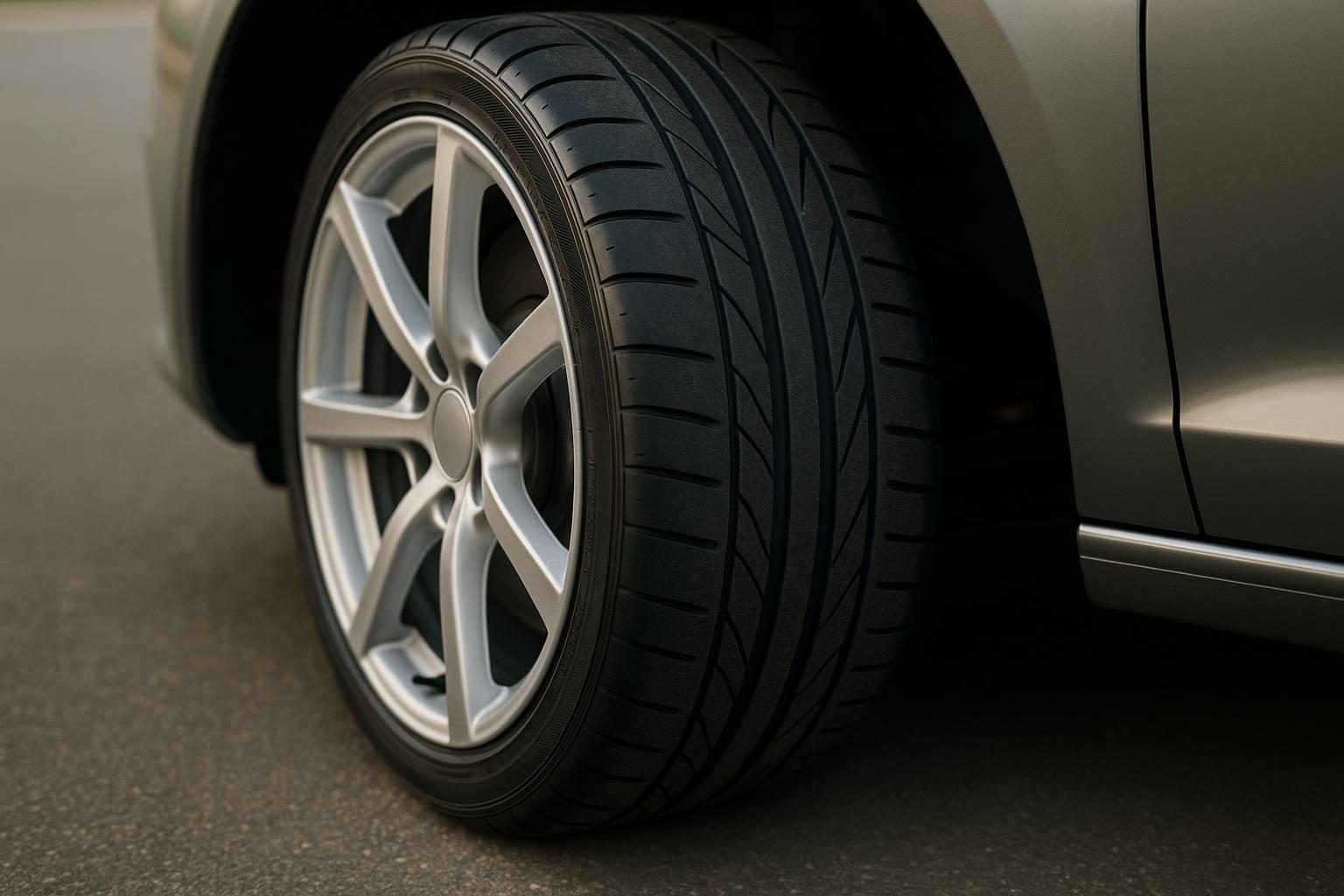 Sportlicher Niederquerschnitt-Reifen der Größe 225/45 R17 auf einer 17-Zoll-Alufelge (KI-generiert, OpenAI)