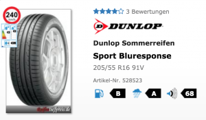 Dunlop Sport Blueresponse Dunlop Sommerreifen günstig kaufen
